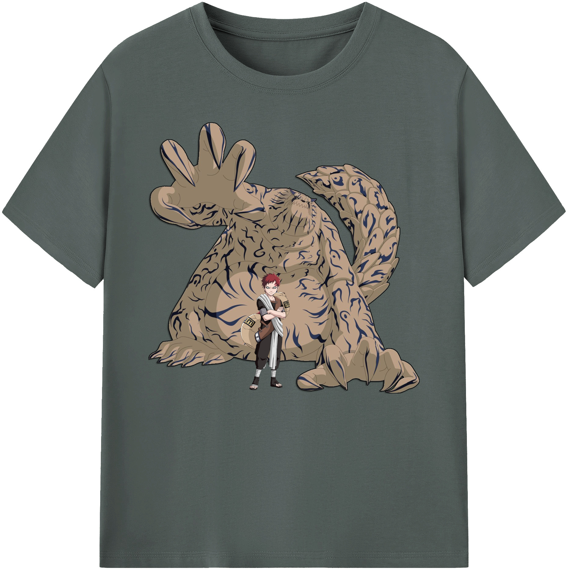 （画像用） NARUTO -ナルト- ガアラ Gaara 綿100％ メンズ半袖Tシャツ｜肌触りやわらか＆通気性